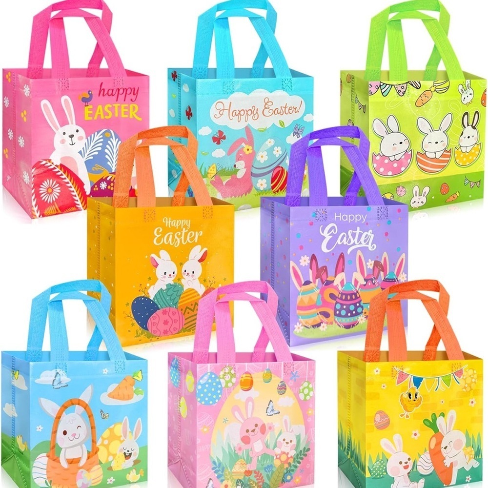 Woven Reusable Easter Gift Bags - Easter Basket Bunny Durable Eco Friend…​​